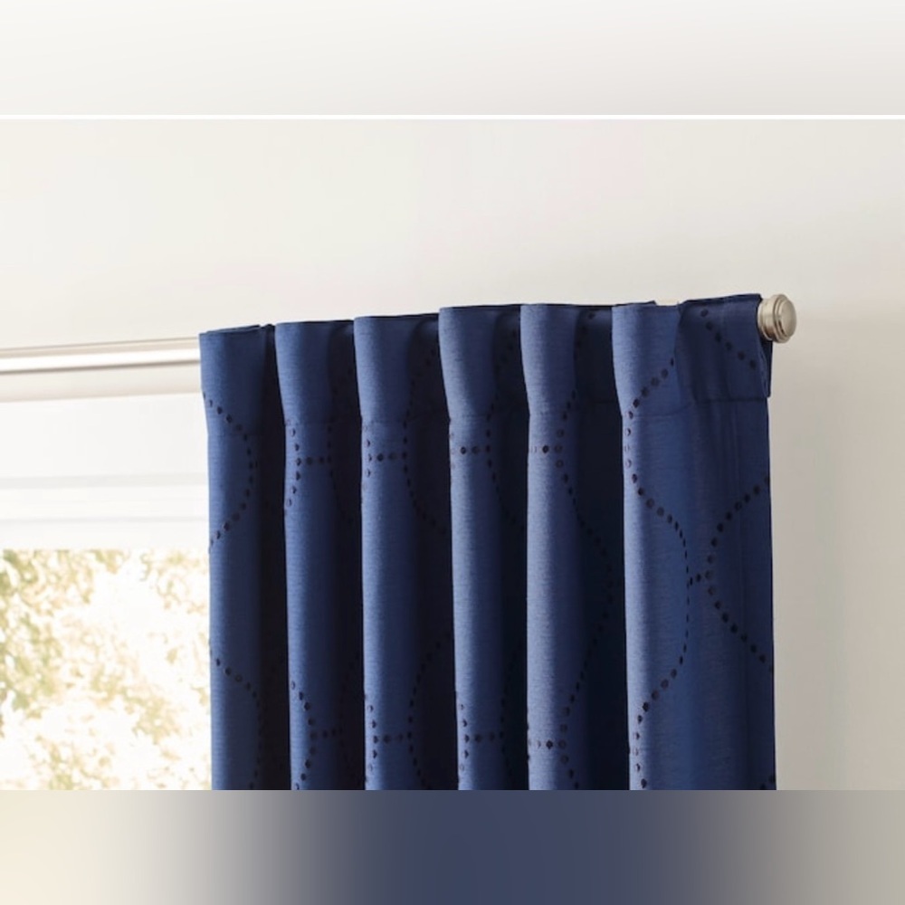 2PK Allen+Roth 50x84-in Navy Blackout Thermal Lined Grommet Curtain Panel - Picture 2 of 6